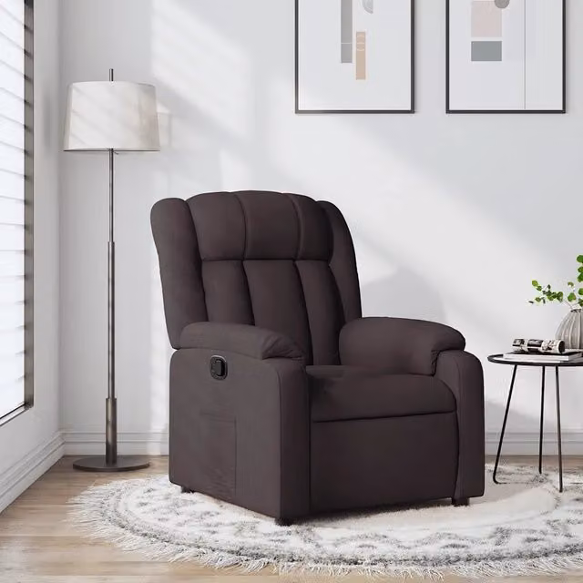 Divano Sedia-Poltrona Reclinabile Marrone Scuro in Tessuto 566980