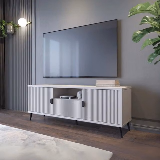 Mobile porta TV Lotus 2 ante con frontali cannettati colore cashmere opaco 153,4x39,6x60,7H