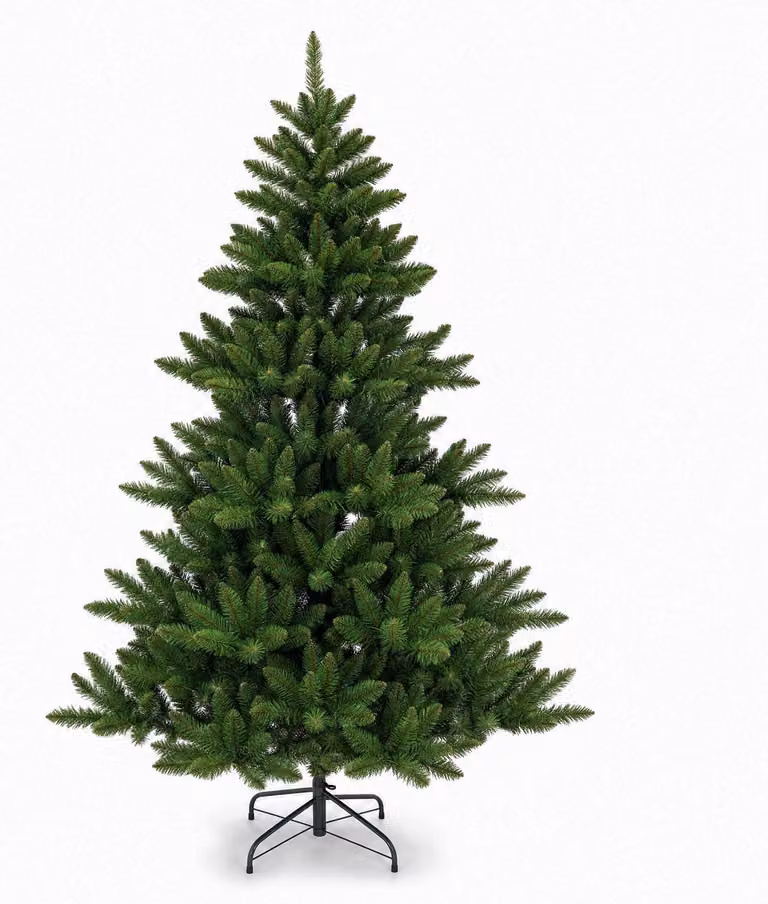 Albero di Natale artificiale, altezza 180 cm (6 piedi), abete caucasico Nordmann, verde intenso, realizzato in PVC, con supporto