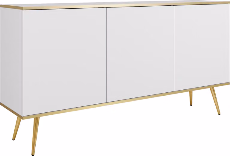 Masseno cassettiera VENEZIA 160 cm credenza e 3 ante per soggiorno camera da letto Moderna 160x39x85 cm Bianco / Bianco