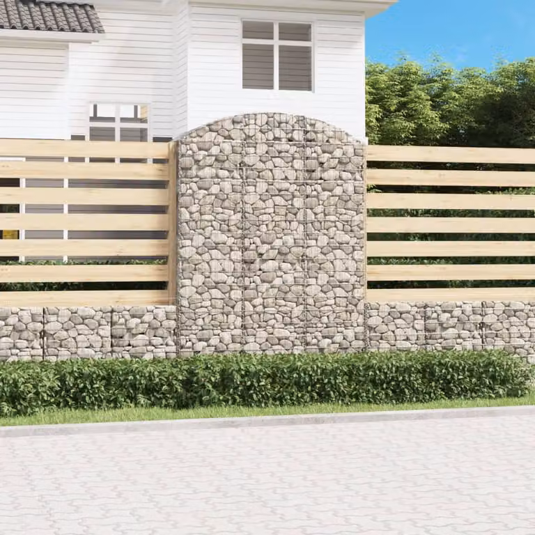 Cesto Gabbione ad Arco vidaXL in Acciaio Zincato Grigio L: 150 cm, P: 50 cm, H: 200-220 cm