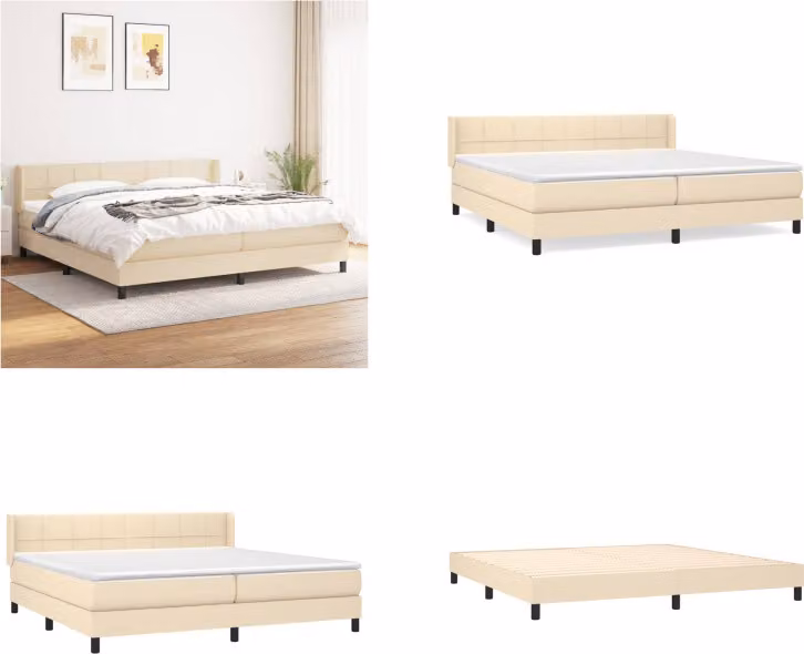 vidaXL Letto a molle con materasso in tessuto crema 200x200 cm - Letto a molle - Boxspringbetten - Bett - Schlafzimmermöbel