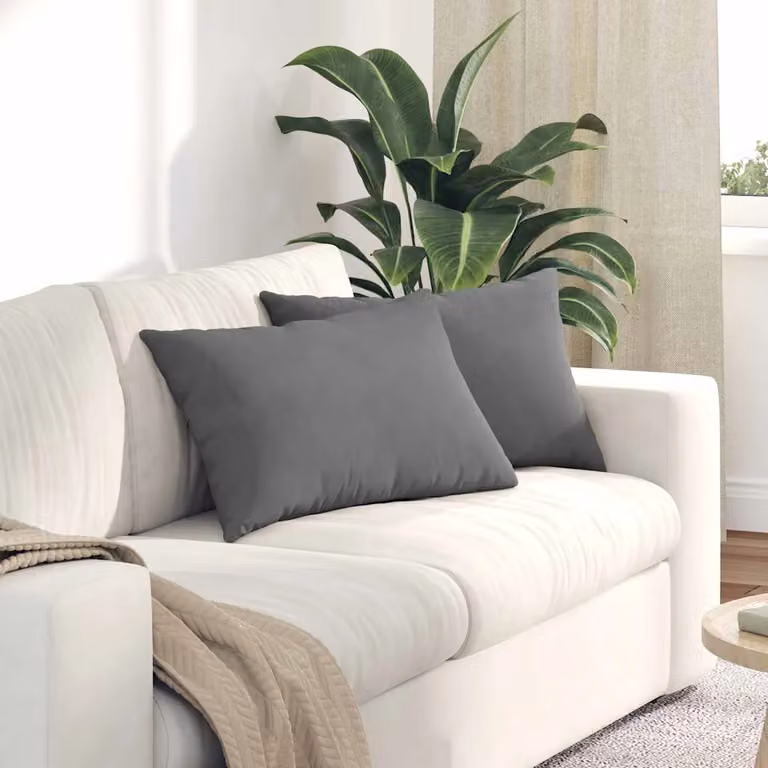 Set di 2 cuscini da divano vidaXL in tessuto grigio, forma rettangolare, L: 60 cm, P: 40 cm