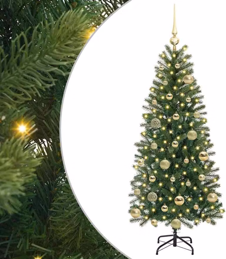 Albero di Natale artificiale con 150 LED Verde 120 cm PE e PVC