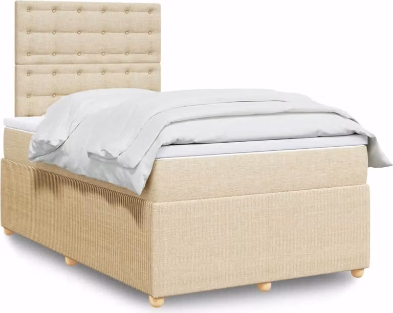 Maison Exclusive - Giroletto a Molle con Materasso Crema 120x190 cm in Tessuto