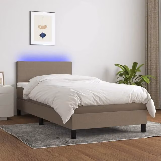 Letto a molle con materasso vidaXL in tessuto con illuminazione LED e porta USB L/P/H: 90 x 190 x 78 cm