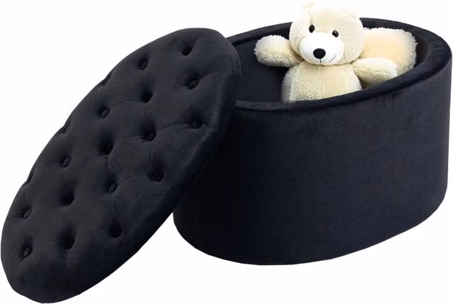 Panca contenitore imbottita Xylo in velluto nero per ingresso, camera o soggiorno L: 71 cm, P: 52 cm, H: 42 cm