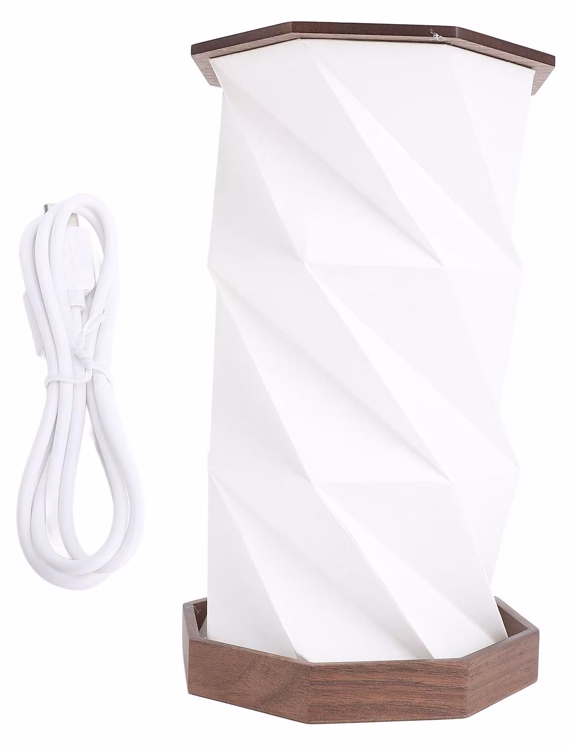 Lampada da comodino, dimmerabile, touch, alimentata a batteria, luce notturna, orientabile, pieghevole, lanterna di carta per casa, ufficio, camera da letto, soggiorno, colore legno