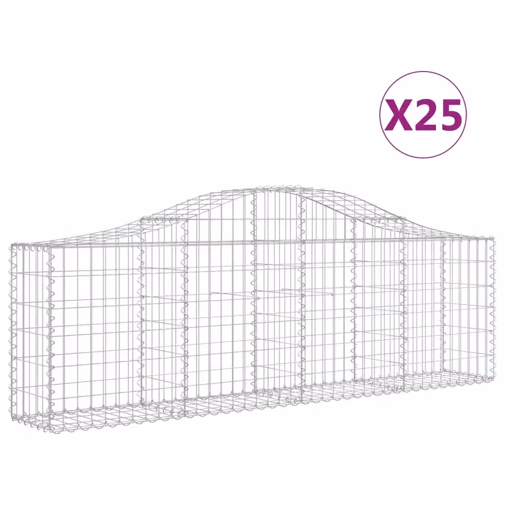 Set di 25 Cesti Gabbioni ad Arco Videx in Acciaio Zincato Argento L: 200 cm, P: 30 cm, H: 60/80 cm – 2
