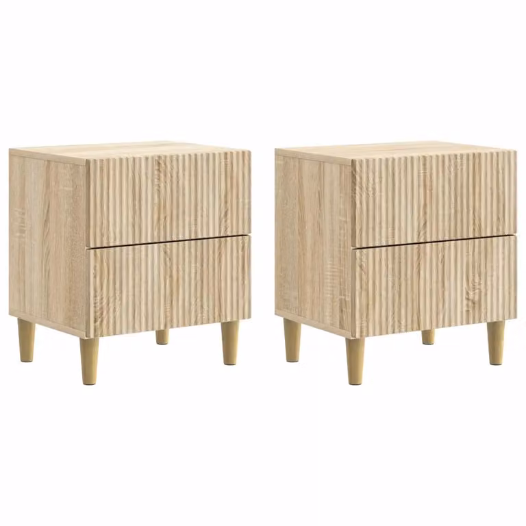 Set di 2 Armadi da Notte vidaXL in Rovere Sonoma, Colore Beige, L 43 cm x P 34,5 cm x H 48 cm