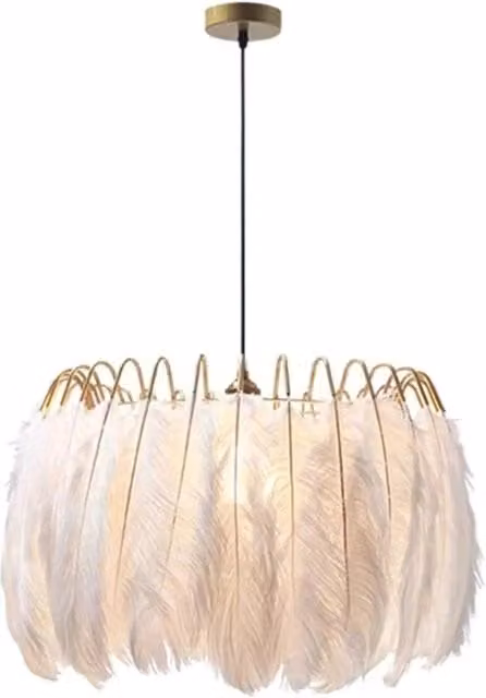 Lampada da soffitto boho Toolight in metallo e tessuto, colore oro e bianco