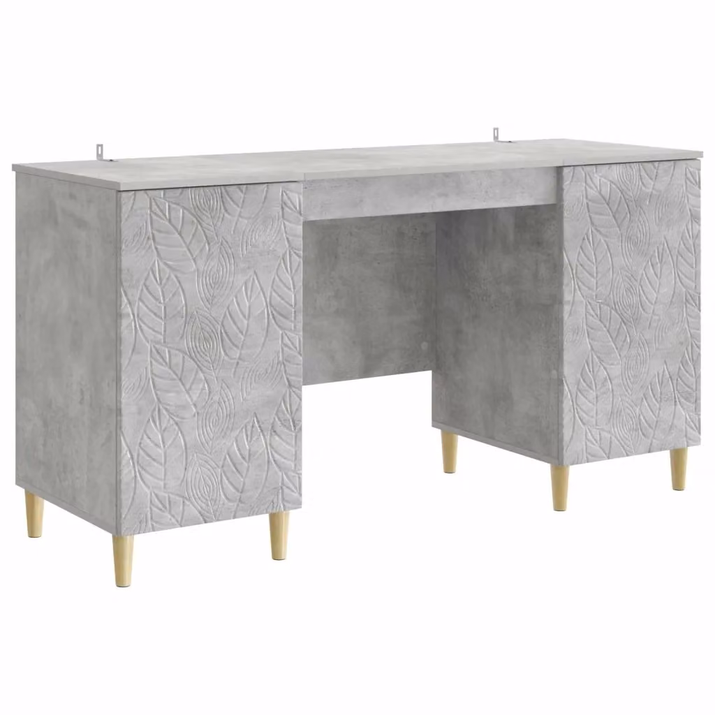 Scrivania moderna vidaXL in legno e MDF, Grigio e Marrone, L: 142,5 cm, P: 50 cm, H: 75 cm – 2