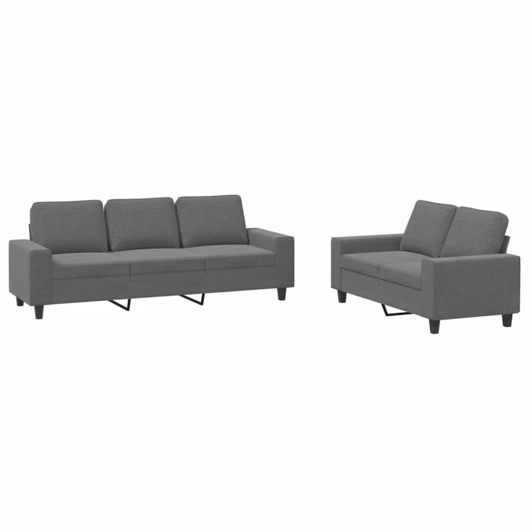 Set di Divani 2 pz Grigio Scuro in Tessuto