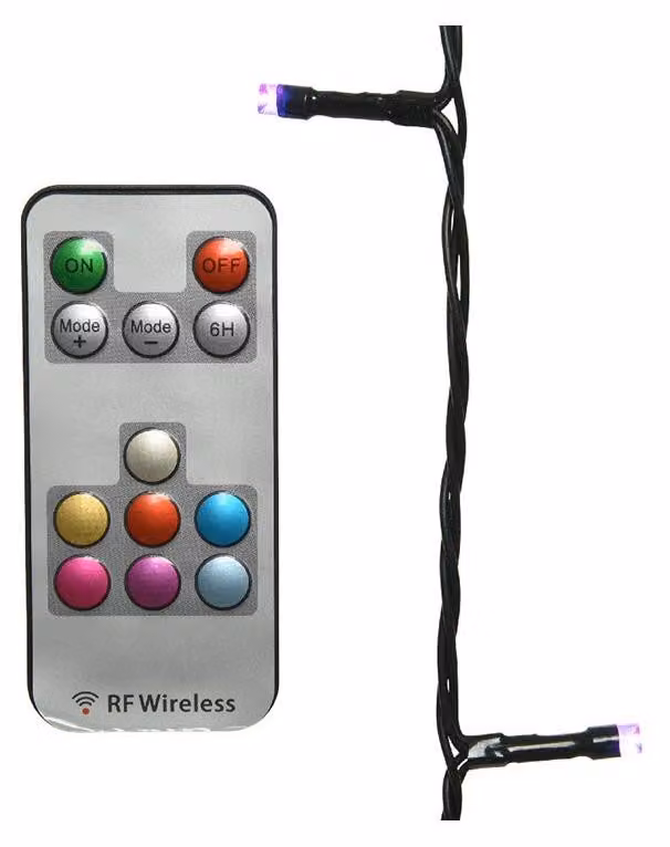 Catena luminosa a LED, 100 LED, grado di protezione IP44, lunghezza 14,9 metri, con telecomando