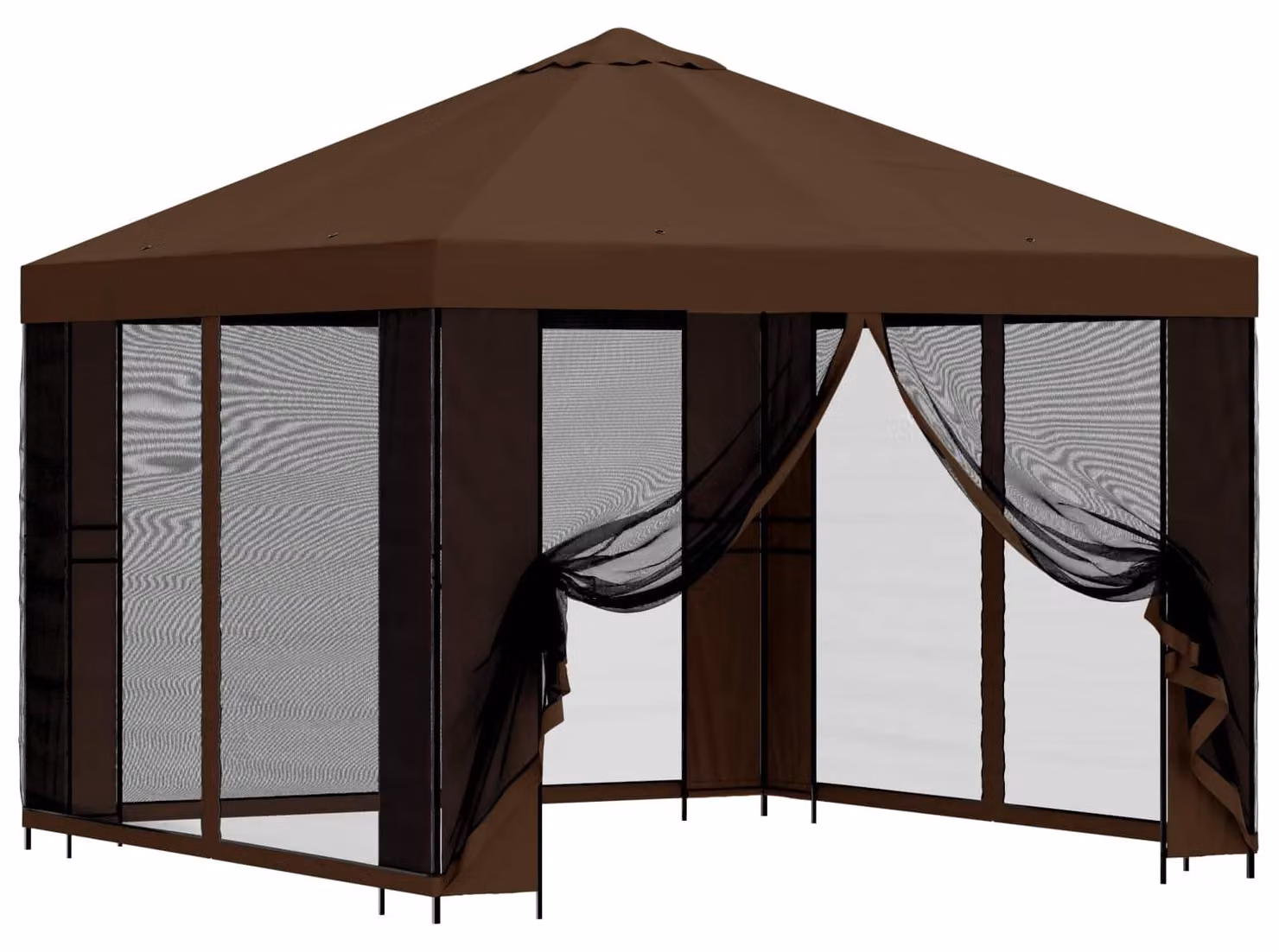 Gazebo da giardino con pareti laterali 3 x 3 m Marrone
