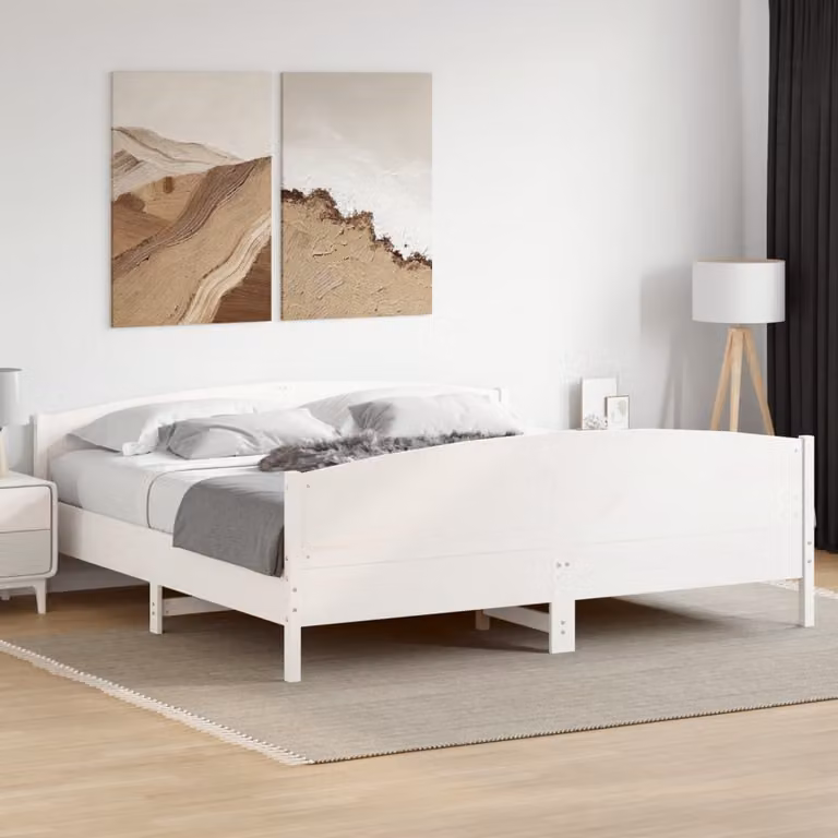 Giroletto senza materasso vidaXL in legno massello di pino bianco L/P/H: 180 x 200 x 185,5 cm