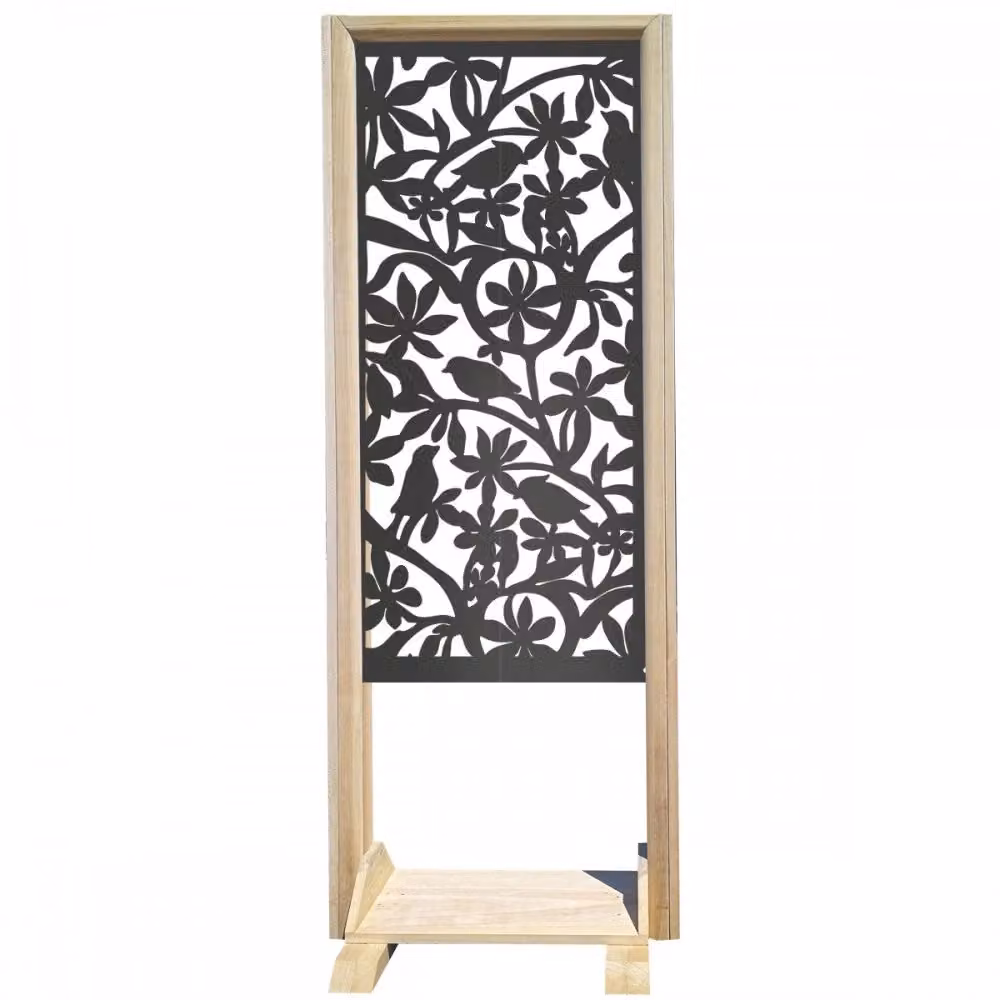 Paravento modulabile Signorbit UCCELLINI in legno e PVC nero, H 190 cm x L 70 cm x P 50 cm – 2