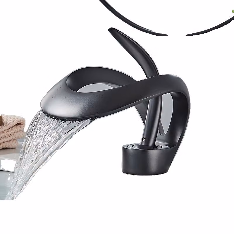 Rubinetto da bagno moderno, da montare a parete, in acciaio inossidabile, con valvola in Vetroceramica, colore nero