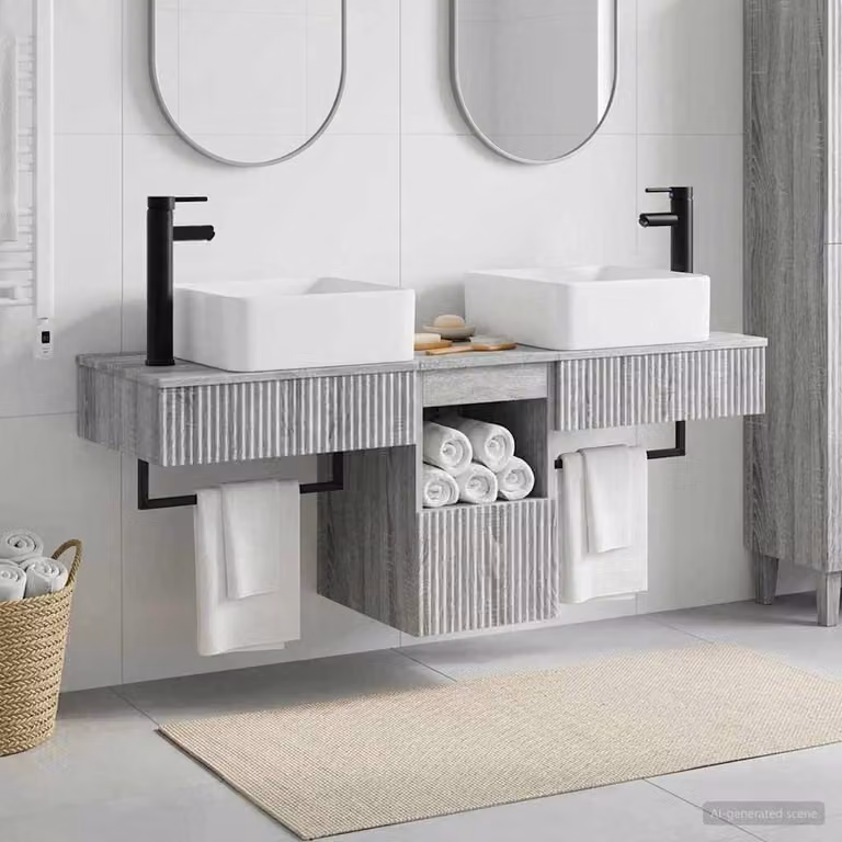 Set di 3 armadi da bagno moderni vidaXL in legno grigio L/P/H: 53 x 35 x 39 cm