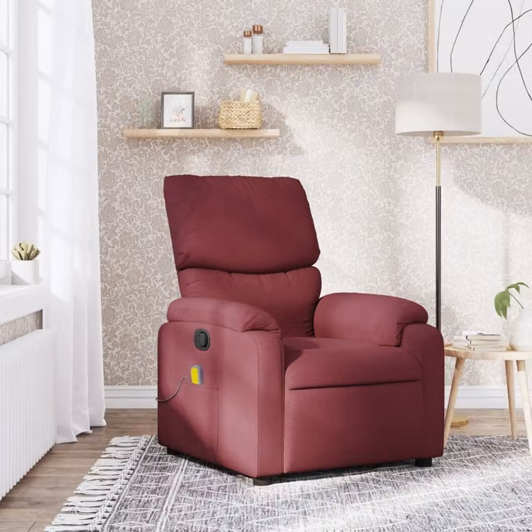 vidaXL Poltrona Relax Reclinabile con Braccioli in Tessuto Rosso