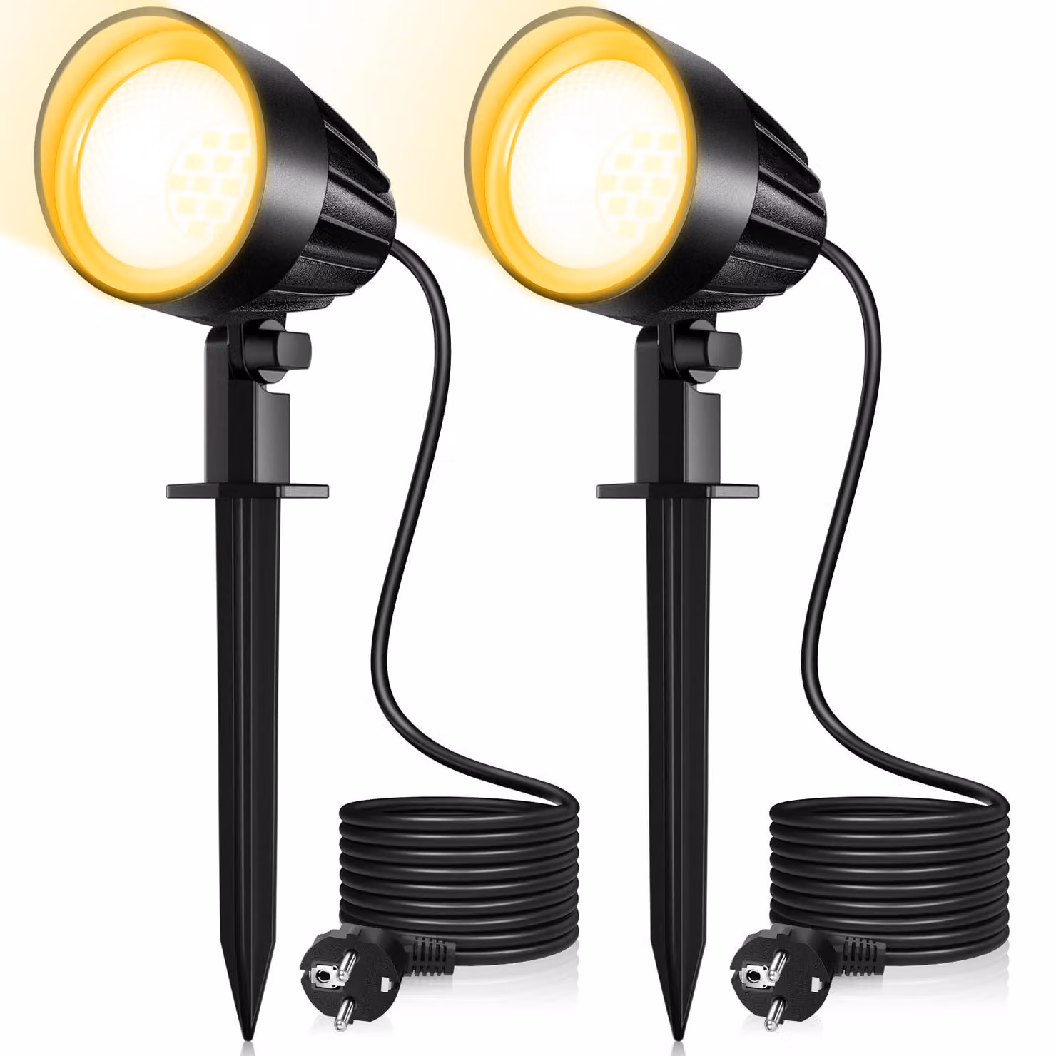 Faretto LED da esterno, 7W, luce bianco caldo, grado di protezione IP66, set da 2 con picchetto da terra