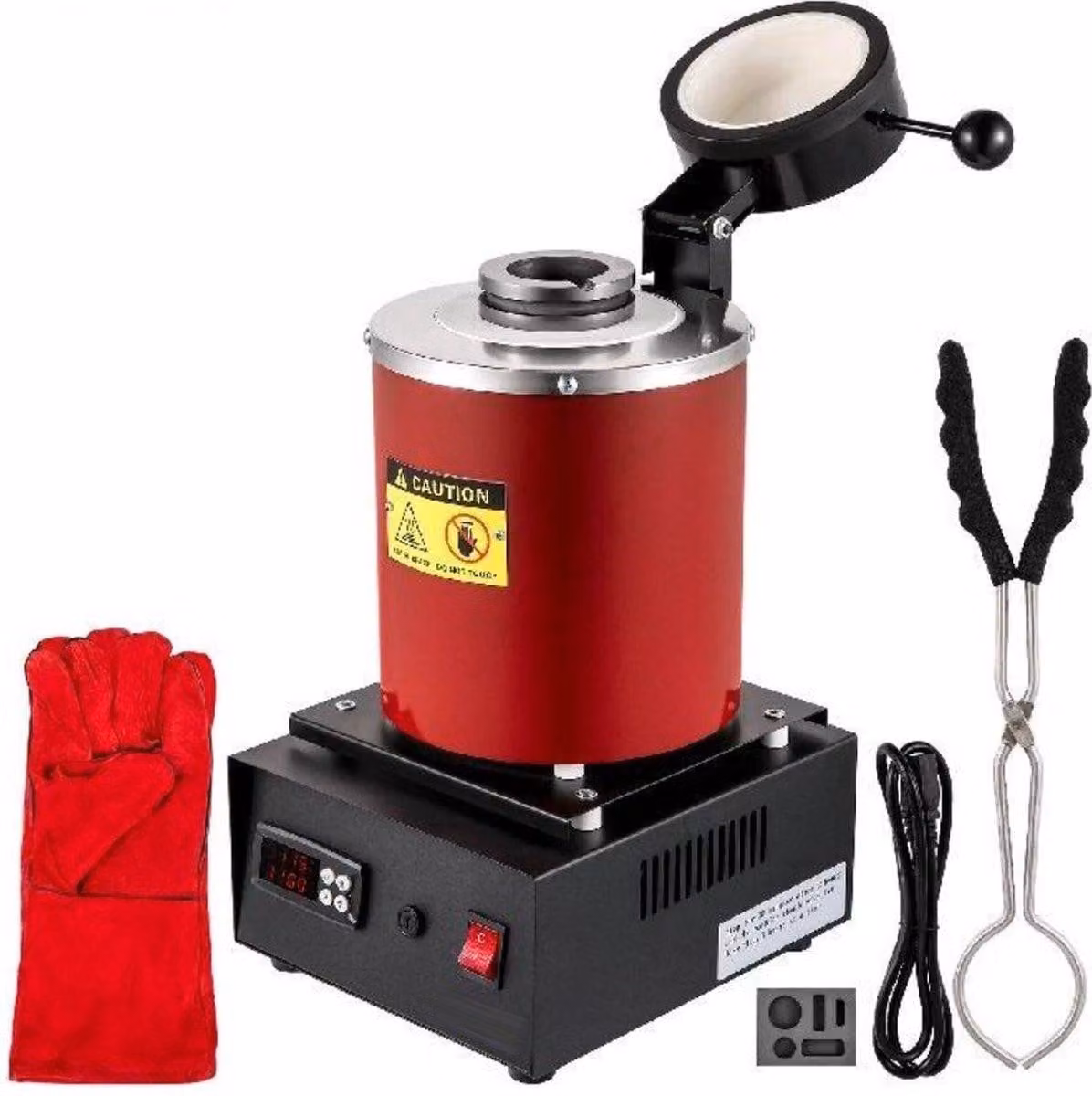 Fornace elettrica per fusione - Forno per metalli - Crogiolo in grafite - Kit completo - 2 kg