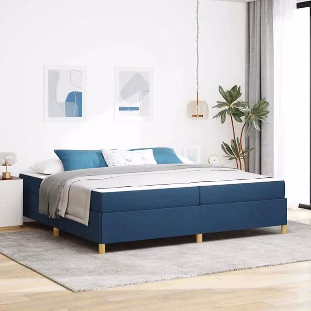 Struttura letto imbottita vidaXL in tessuto blu L 200 cm x P 200 cm x H 280 cm