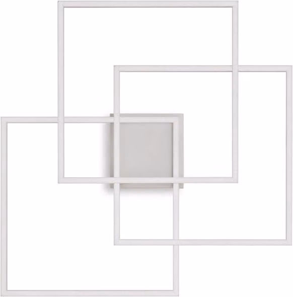 Plafoniera Moderna IDEAL LUX Frame in Metallo Bianco con LED da 35W, Luce Calda 3000K