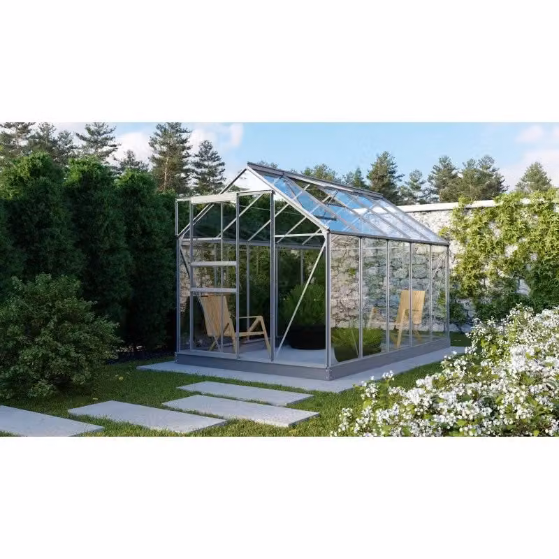 Serra da Giardino Vitavia Planet 6200 in Alluminio Anodizzato Argento e Vetro Temperato con Fondamenta L/P/H: 195 x 321 x 207 cm – 2