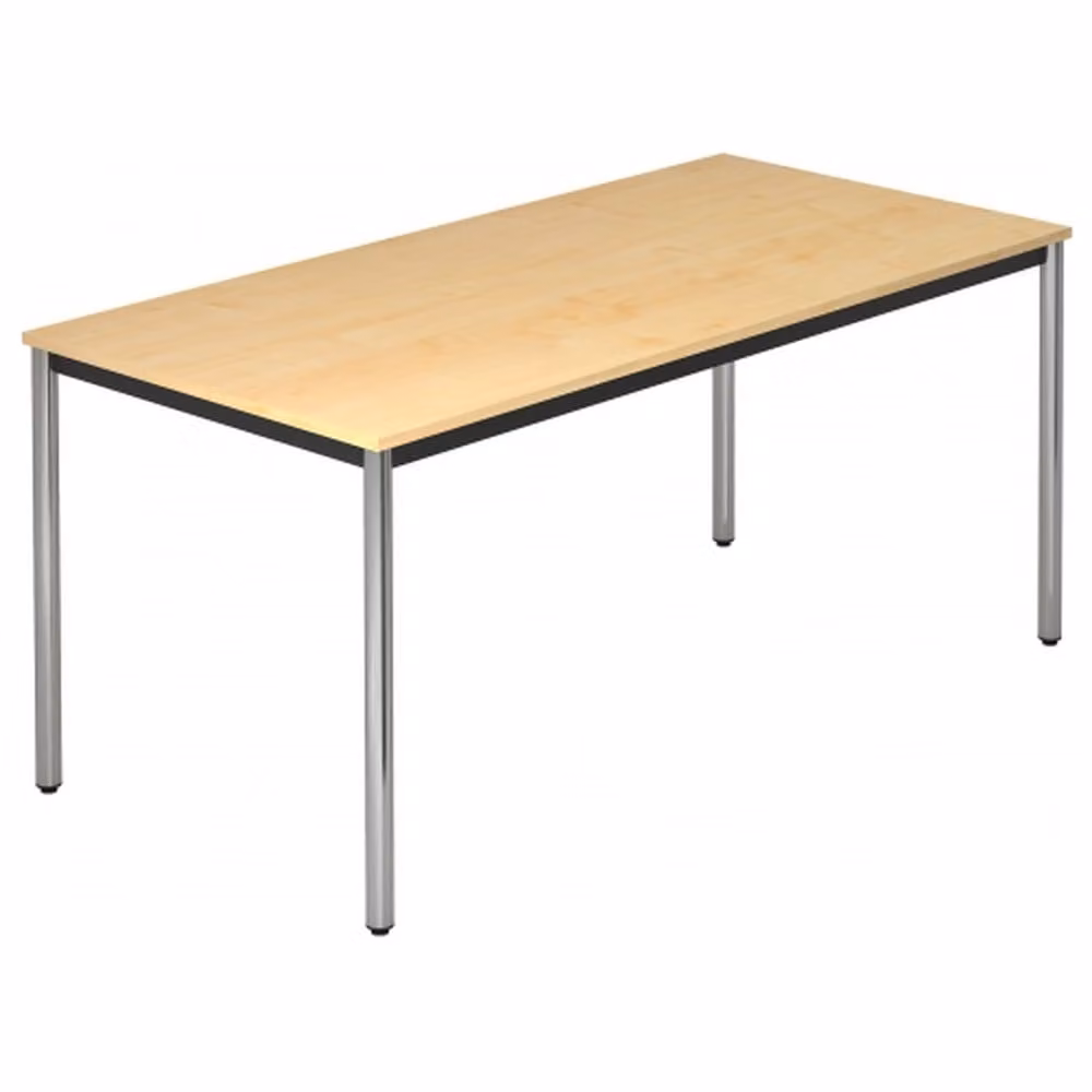 Tavolo da conferenza con tubo rotondo cromato Doran 160 X 80Cm acero