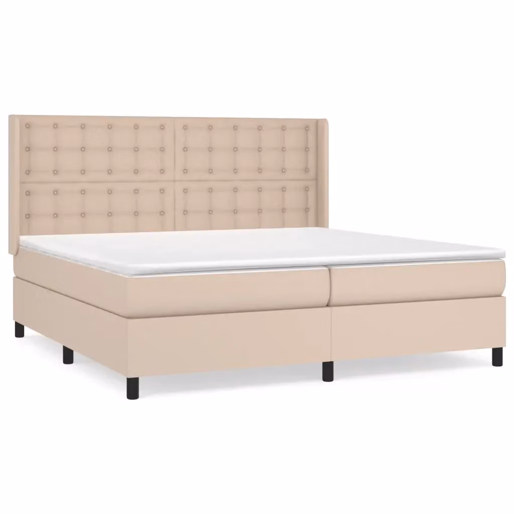 Letto Ibrido con Giroletto a Molle e Materasso vidaXL in Similpelle Beige e Bianco L/P/H: 200 x 203 x 128 cm – 2
