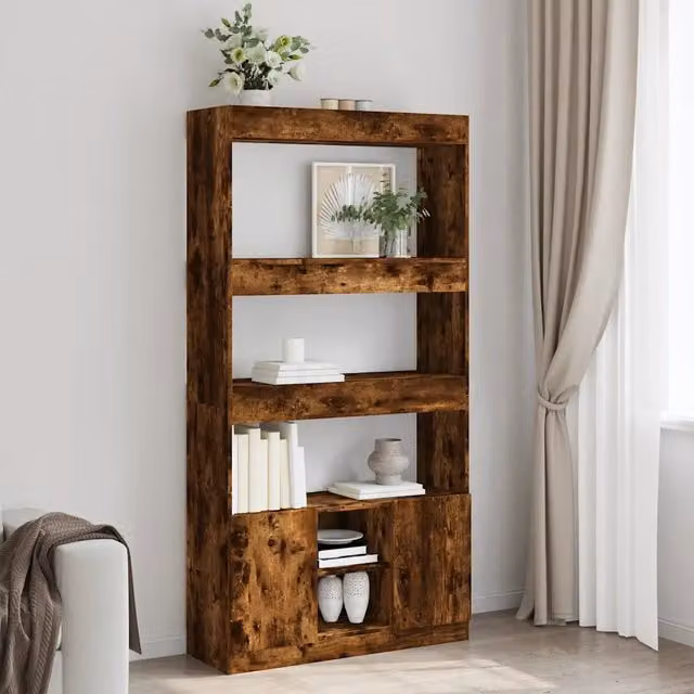 Credenza a parete vidaXL in legno rovere marrone opaco L: 92 cm, P: 33 cm, H: 180 cm