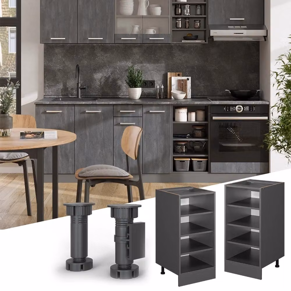 Scaffale da cucina Vicco R-Line Antracite con piano effetto marmo L 40 cm, H 81,6 cm, P 20,7 cm – 2