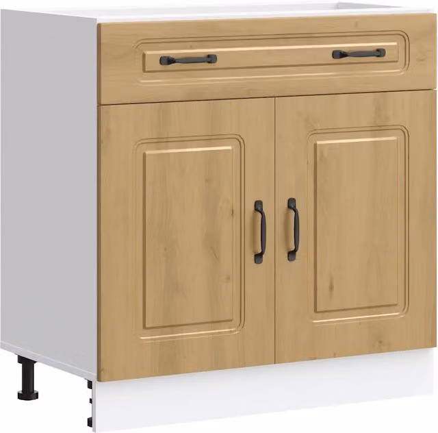 Mobile contenitore da cucina moderno HELLOSHOP26 in rovere composito marrone con ante a battente, L: 80 cm, P: 46 cm, H: 81,5 cm