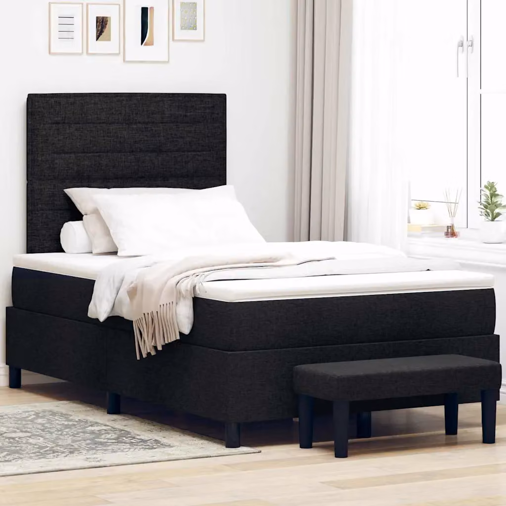 Letto ibrido con molle a tasche e testiera vidaXL, colore nero, L/P: 120 x 200 cm