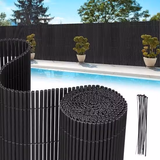 Pannello divisorio in PVC, 5 metri, resistente al vento e alle intemperie, resistente ai raggi UV, ideale per giardino e terrazzo, colore antracite