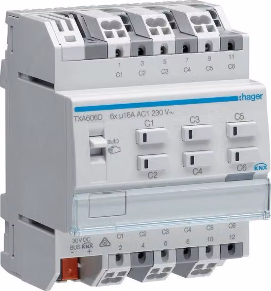 Interruttore Attuatore Sistema Bus Hager TXA606D E376B Bianco