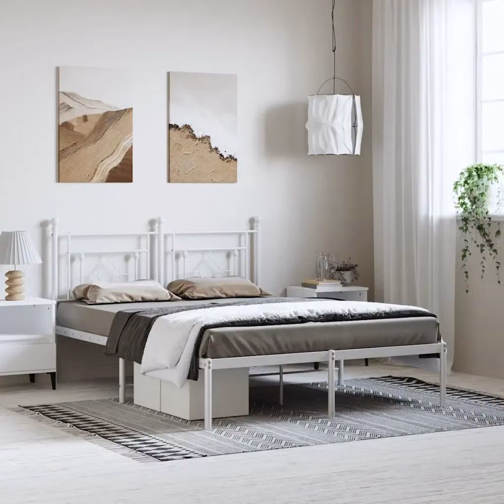 Letto matrimoniale con testiera in metallo bianco DESIGN IN L/P/H: 150 x 200 x 97 cm – 2