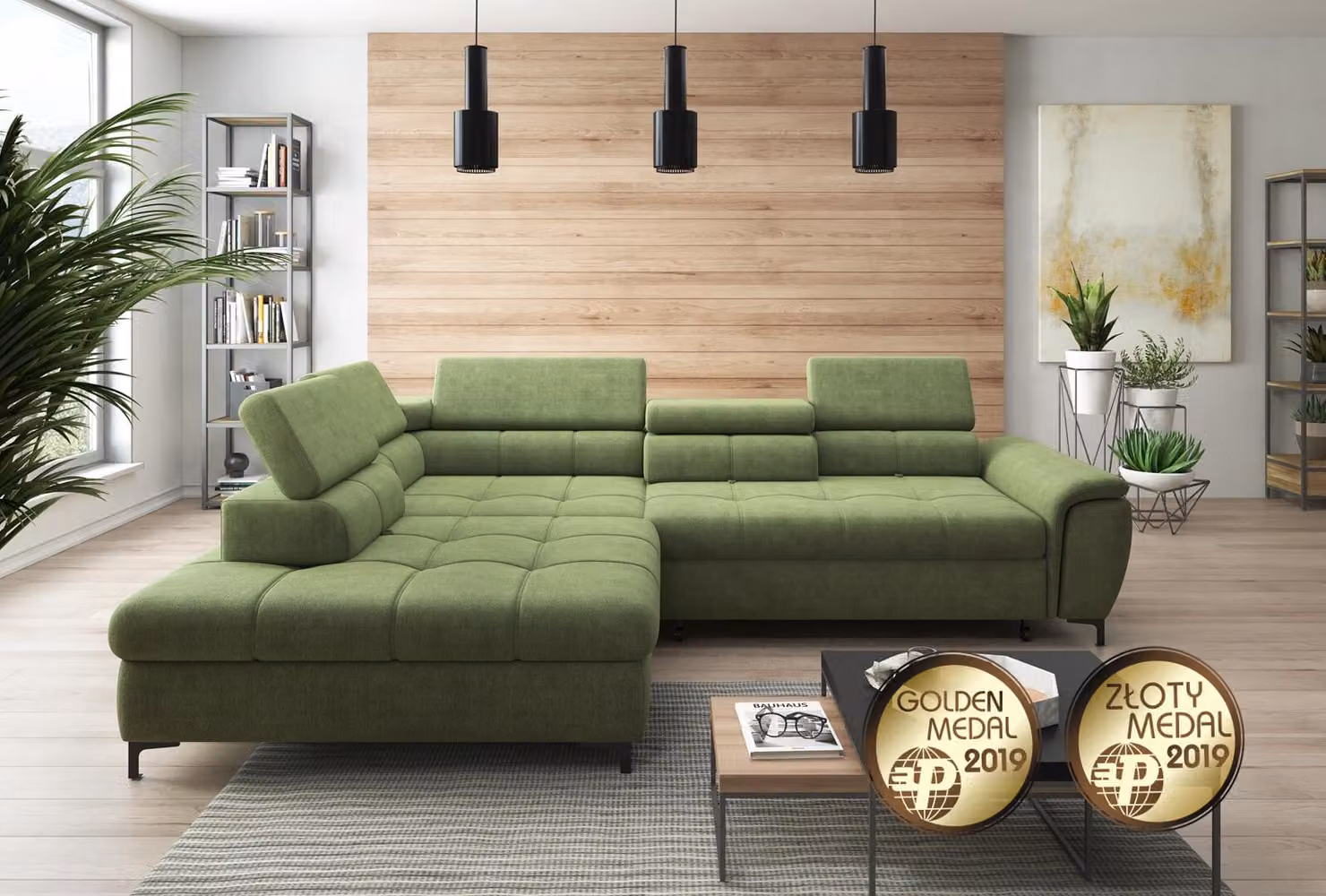 Divano ad angolo Divano a L Divano design imbottito Divano letto tessile Funzione letto tessile
