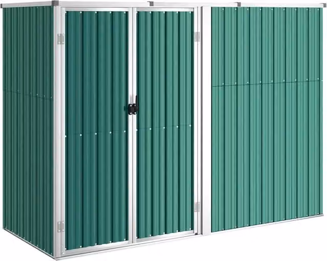 Capanno per Attrezzi-Casetta da Giardino Verde 225x89x161 cm in Acciaio Zincato