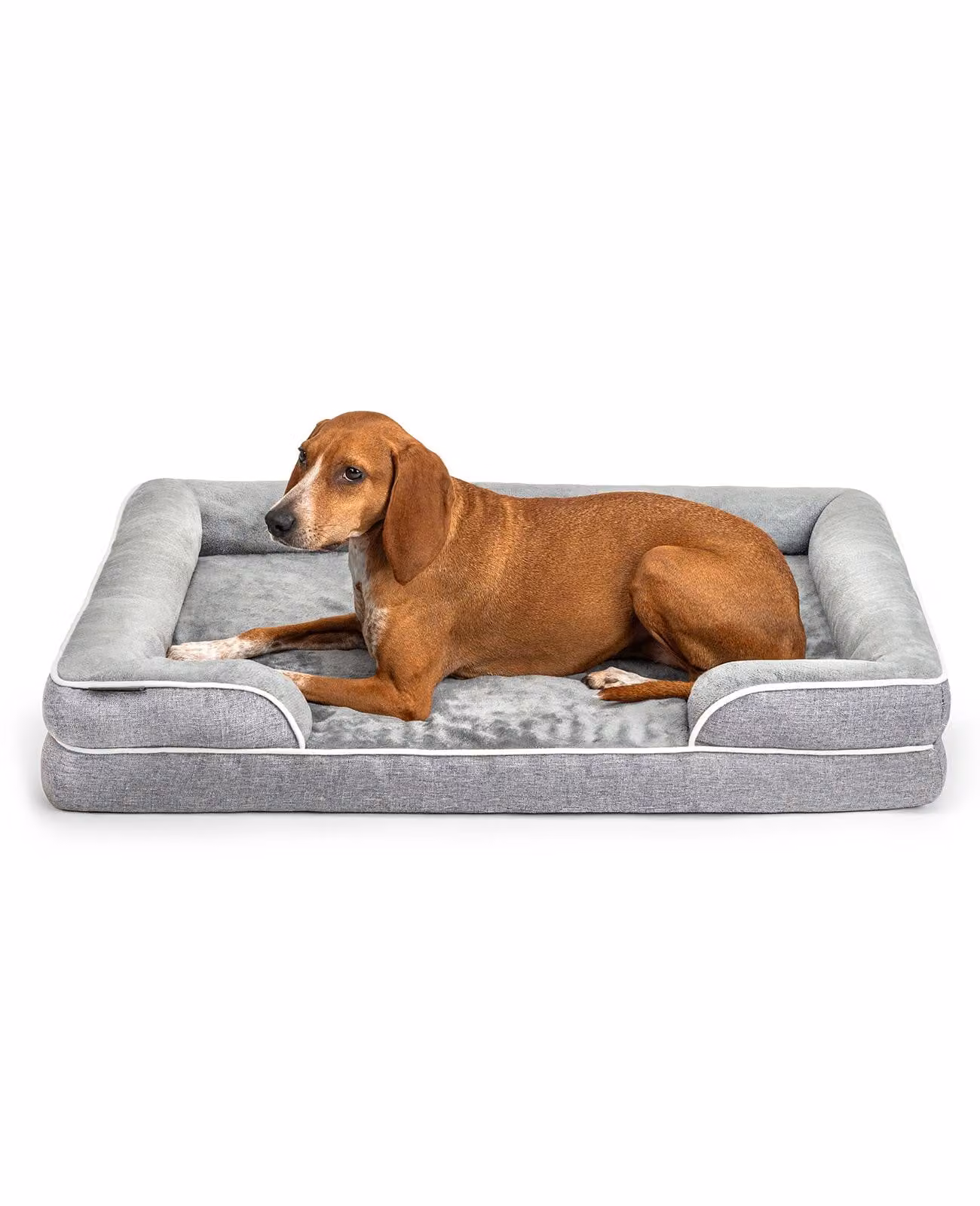 letto per cani lionto premium, letto ortopedico in memory foam con bordo rialzato, rivestimento lavabile e supporto stabile, 97x71x17 cm, grigio