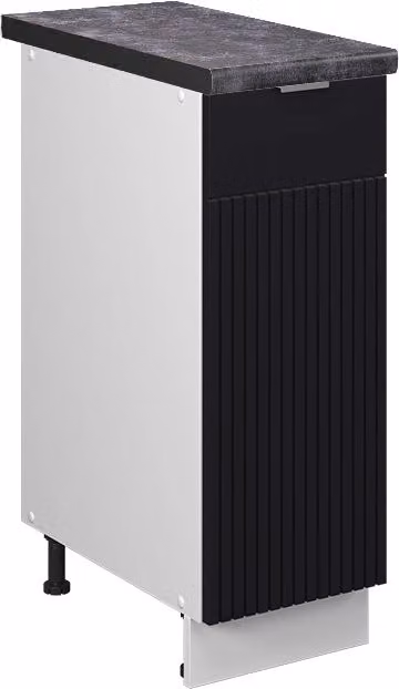 Armadio dispensa da cucina alto Fame-Line Vicco Nero rigato e Bianco con base Antracite L: 30 cm, P: 60 cm, H: 82 cm