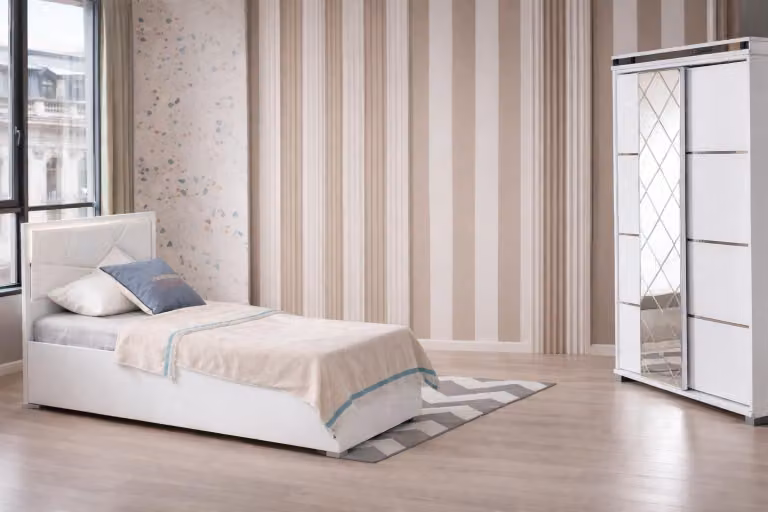 Elegante set per camera da ragazzo, 2 pezzi – Letto e armadio in stile moderno