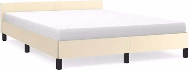 Letto matrimoniale moderno con testiera imbottita in tessuto beige L 140 x P 190 cm
