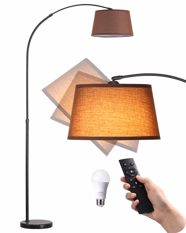 Lampada da terra EDISHINE per soggiorno, dimmerabile, con braccio regolabile da 143 a 176 cm, telecomando magnetico e testa orientabile