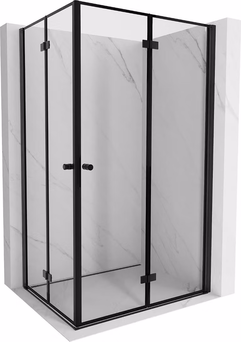 Mexen Mist-F Duo cabina doccia pieghevole destra 70 x 75 cm, cornice nera, nero - 8A6-070L-075P-70-70