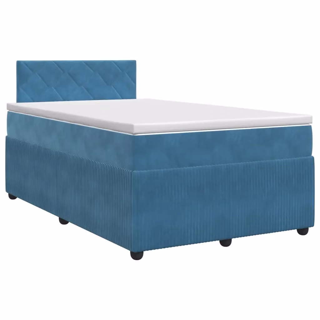 Letto box spring con materasso ibrido vidaXL in velluto blu e bianco L/P: 120 x 200 cm – 2