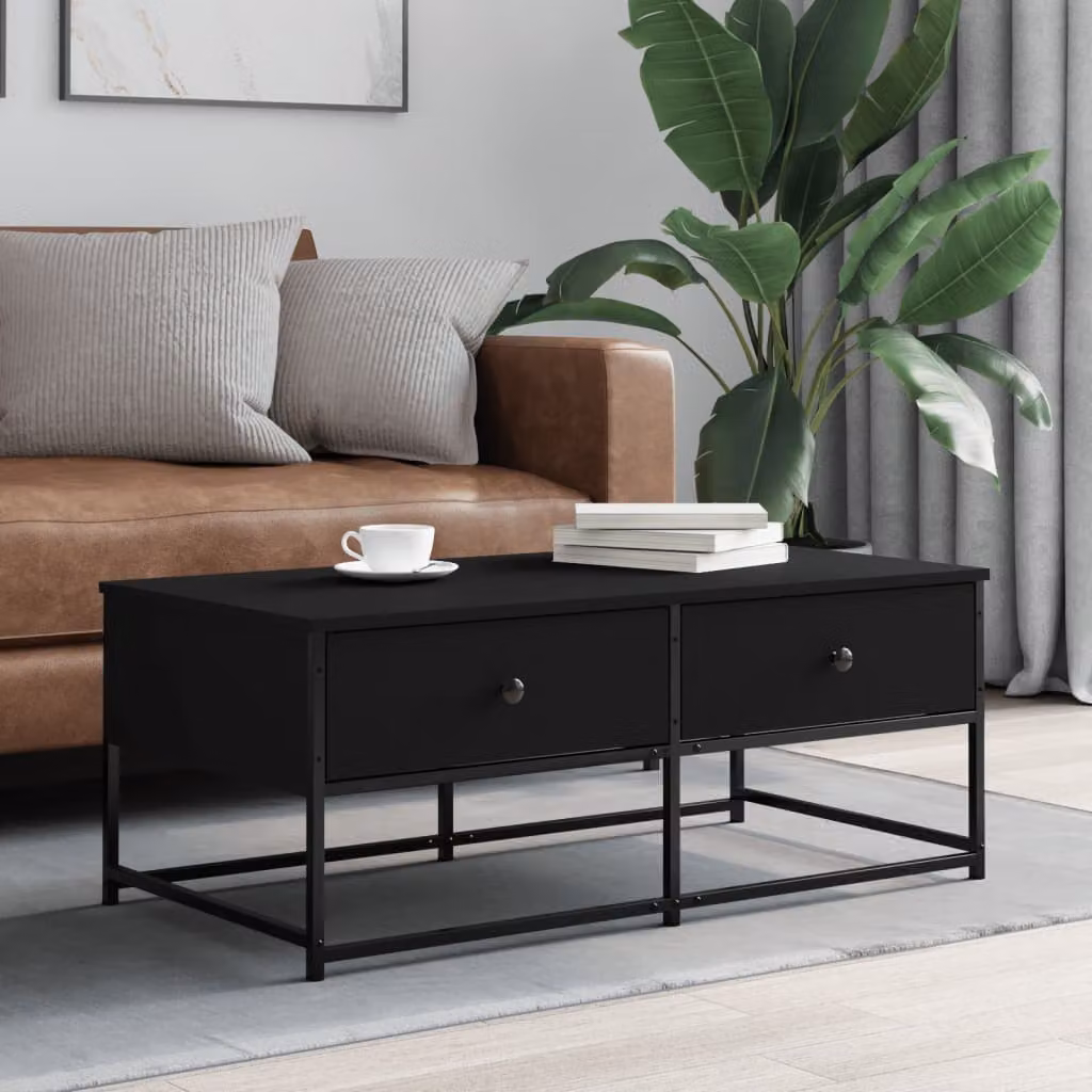 vidaXL Tavolino da Salotto Moderno Nero L: 100 cm, P: 51 cm, H: 40 cm in Legno Multistrato