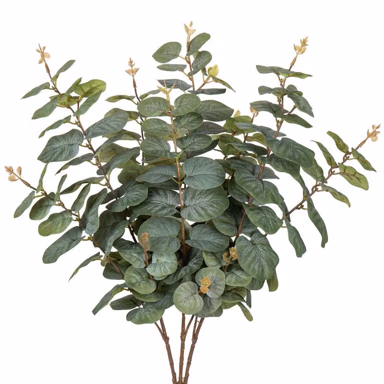 Set di 3 rami di eucalipto artificiali, verde, lunghezza 81 cm, decorazioni floreali, pianta artificiale