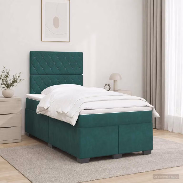 Maison Exclusive - Letto boxspring con materasso verde scuro 120 x 200 cm velluto